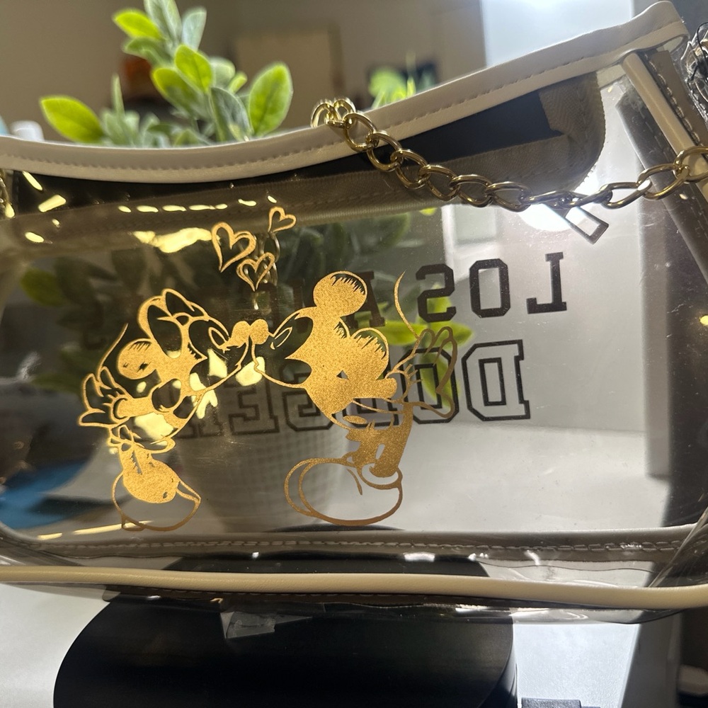 Clear Gold Mickey & Minnie Accent Crossbody Bag - Unbranded
